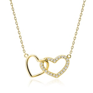 Colier argint placat cu aur galben cu inimi si pietre DiAmanti Z1144NG_W-DIA (Argint 925‰ 3,2 g.)